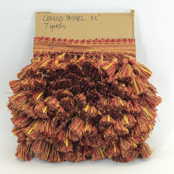 Vtg Conso Tassel Fringe Decorative Trim 3.5" Rust Sewing Drapery Upholstery 7yds - Picture 1 of 7